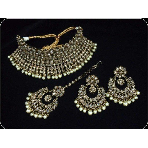 Stunning Traditional AD Polki Semi Bridal Set