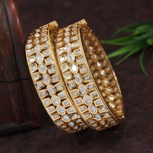 Glorious Real Kundan Bangles  