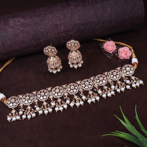 Attractive Real Kundan Necklace Set  