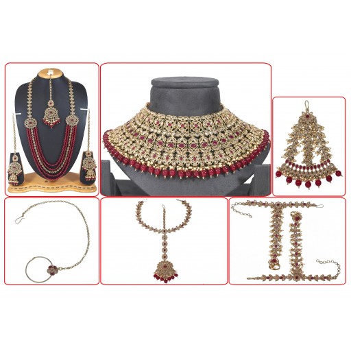 Attractive With Traditional Work Polki Bridal Set Decorated With Crystal Ad
