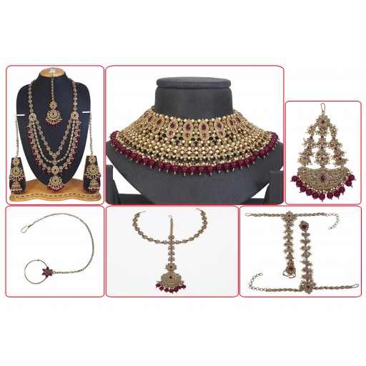 Glorious With Traditional Work Polki Bridal Set Decorated With Australian Stone