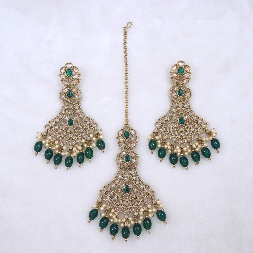 Antique Polki Earring And Tikka Set  