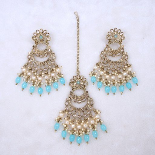 Charming Polki Earring And Tikka Set  