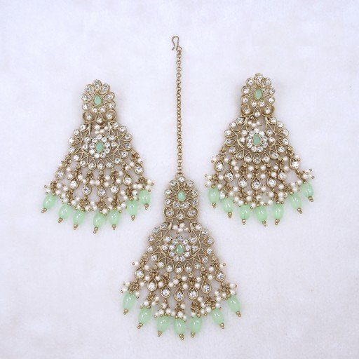 Engaging Polki Earring And Tikka Set  