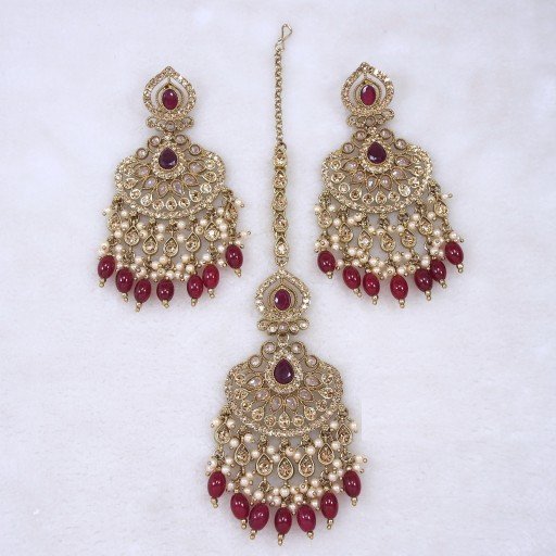 Glorious Polki Earring And Tikka Set  