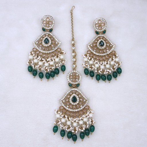 Antique Polki Earring And Tikka Set  