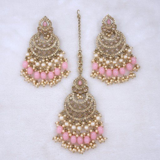 Beautiful Polki Earring And Tikka Set  