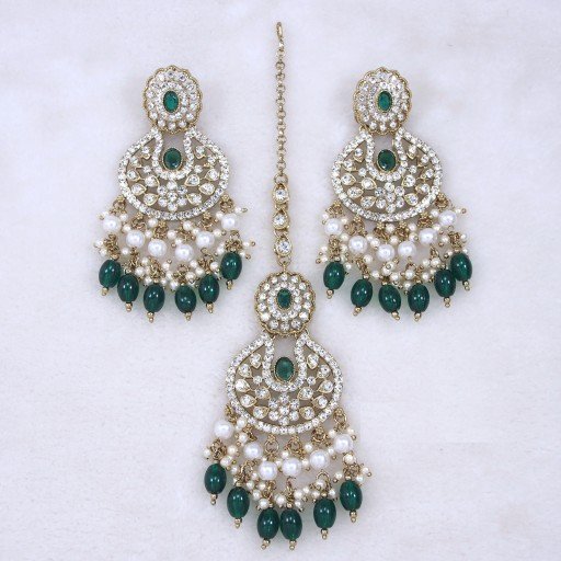 Captivating Polki Earring And Tikka Set  