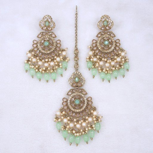 Charismatic Polki Earring And Tikka Set  