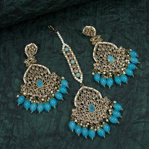 Exclusive Polki Earring And Tikka Set  