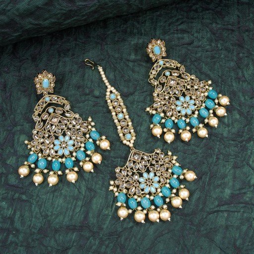 Antique Polki Earring And Tikka Set  