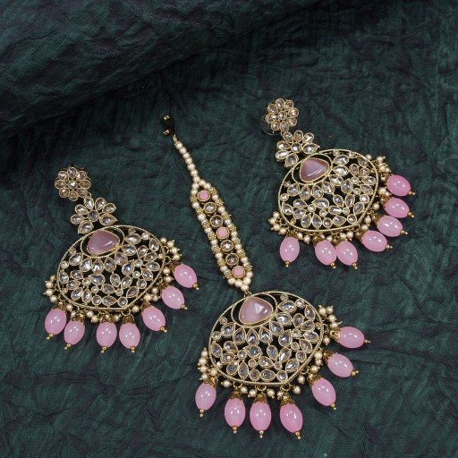 Captivating Polki Earring And Tikka Set  