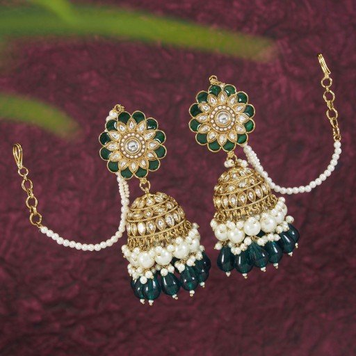 Kundan Earrings Embellished With Kundan Work