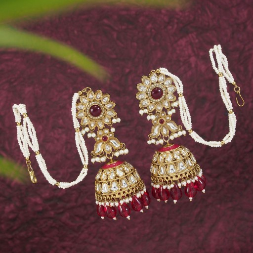 Kundan Earrings Studded With Kundan Work