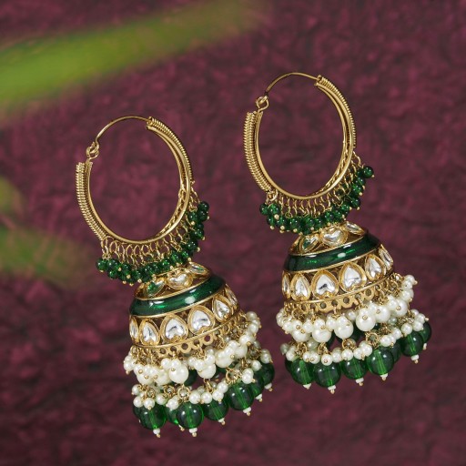 Kundan Earrings Embellished With Kundan Work