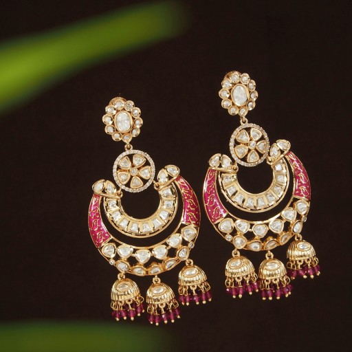 Handcrafted Jhumka Style Kundan Earrings – Pinkcity craft