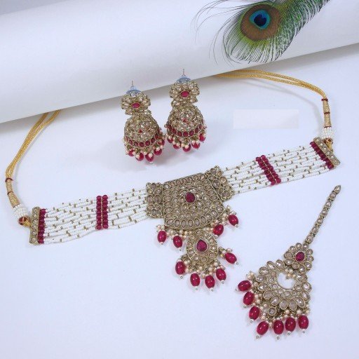 Antique Designer Handmade Polki Necklace Set