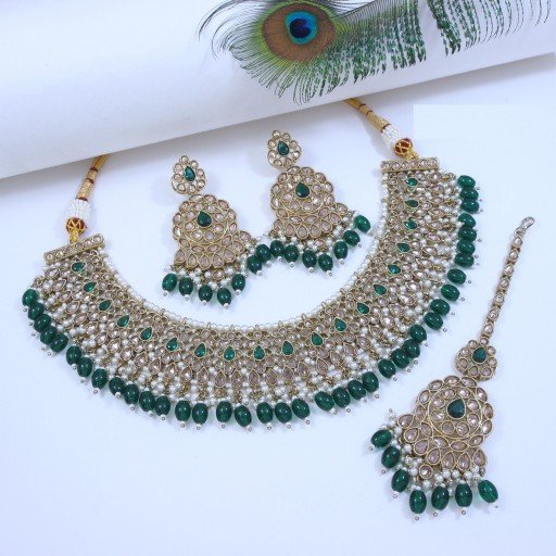 Charismatic Designer Handmade Polki Necklace Set