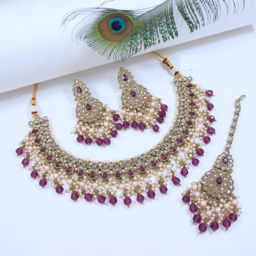 Desirable Designer Handmade Polki Necklace Set