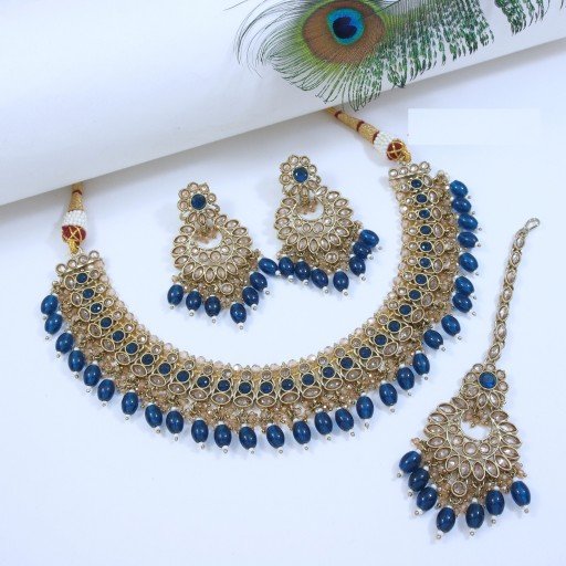 Glorious Designer Handmade Polki Necklace Set
