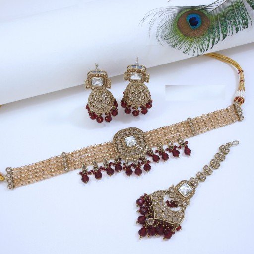 Magnificent Designer Handmade Polki Necklace Set