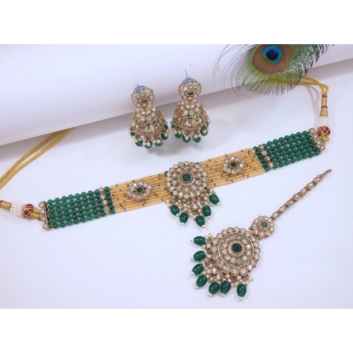 Antique Designer Handmade Polki Necklace Set