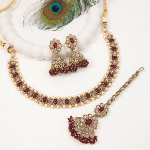 Charming Designer Handmade Polki Necklace Set