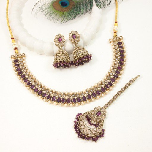 Elegant Designer Handmade Polki Necklace Set