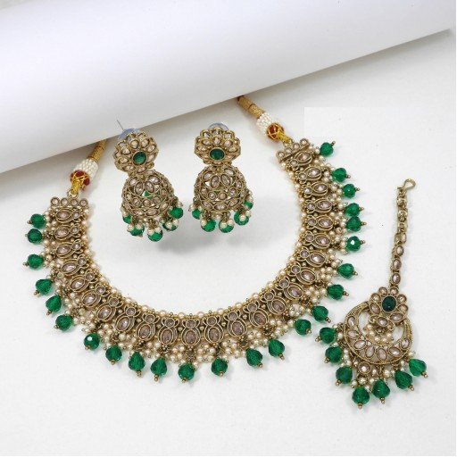 Glamorous Designer Handmade Polki Necklace Set