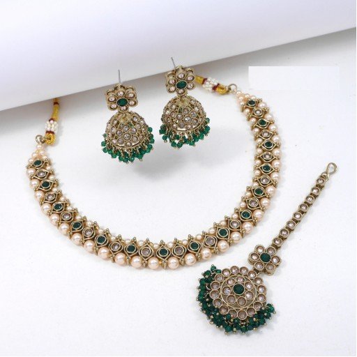 Glorious Designer Handmade Polki Necklace Set
