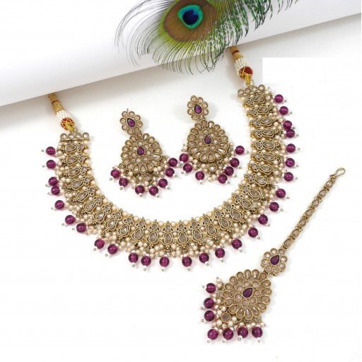 Pleasant Designer Handmade Polki Necklace Set